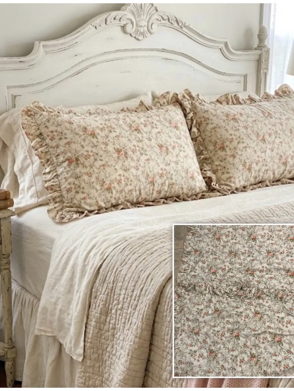 Vintage Rare Lauren Ralph Lauren Cole Brook Ruffled Floral Pillow King Shamsi
